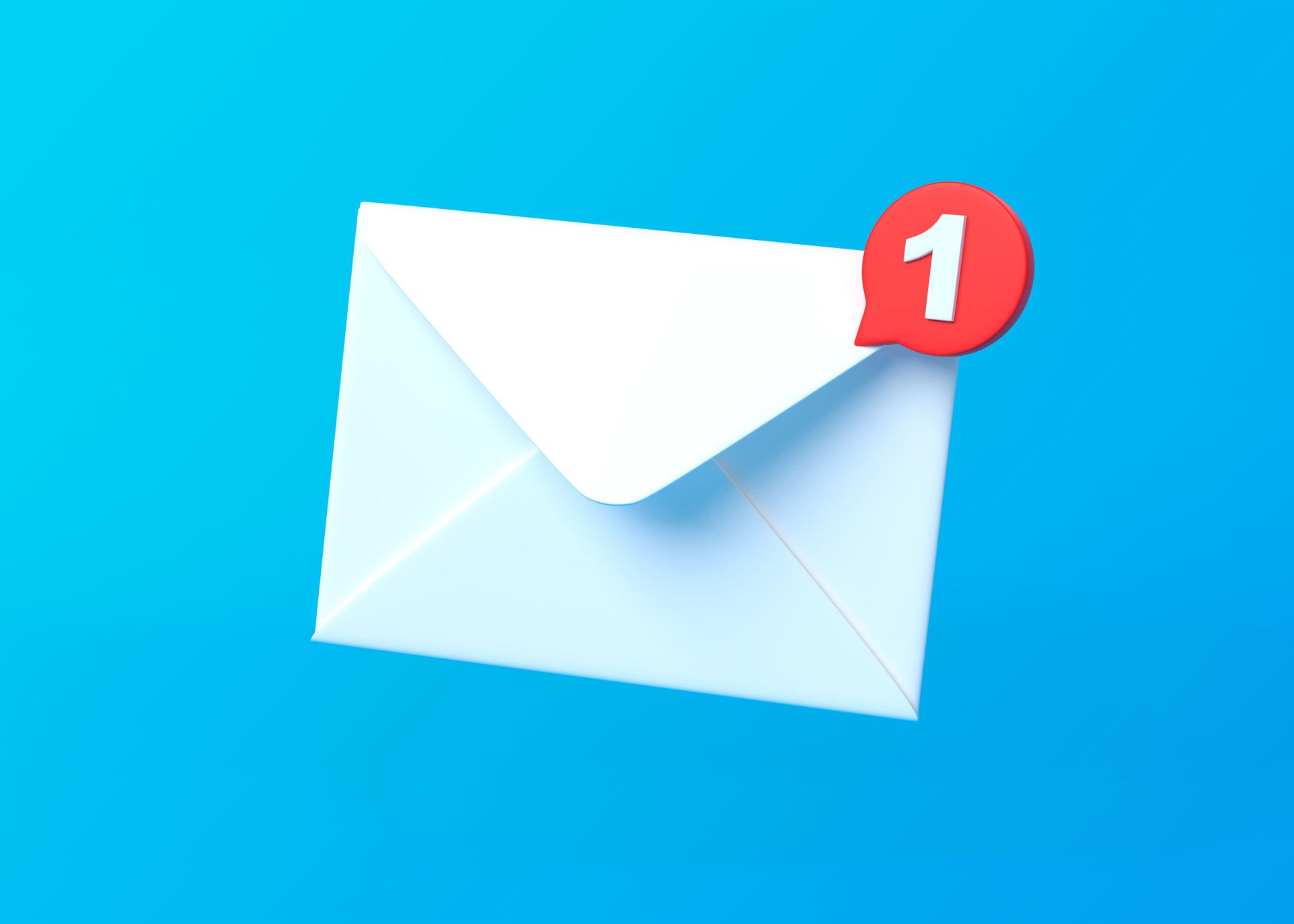 White mail envelope with red marker message on blue background